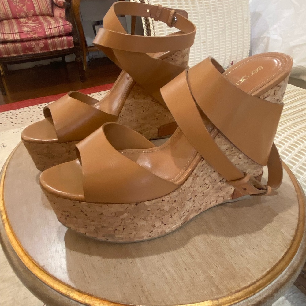 Sergio Rossi wedges platform tan 39.5 sandals